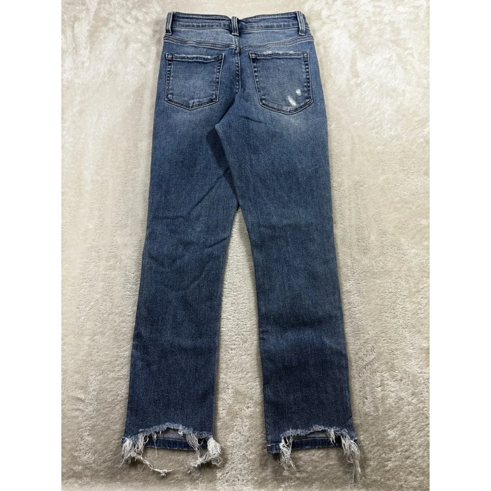 Flying Monkey Womens Mid-Rise Cropped Straight Blue Jeans 24 Meas: 24x27